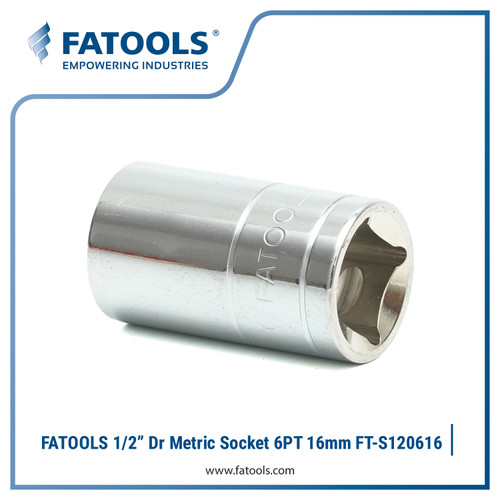 FATOOLS S120616 1/2" Dr Socket 6PT 16mm Kunci Sok CrV Chrome Vanadium