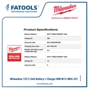 Milwaukee M12 NRG201 12V 2.0Ah Battery Pack Charger Lithium Li-ion