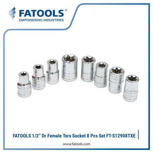 FATOOLS S12908TXE 1/2" Dr Female Torx Socket Set 8 Pcs Kunci Sock Bint