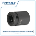 FATOOLS SP120619 1/2" Dr Impact Socket 6PT 19mm Kunci Sock Impek Angin Pneumatic CrMo Molybdenum Hitam DIN