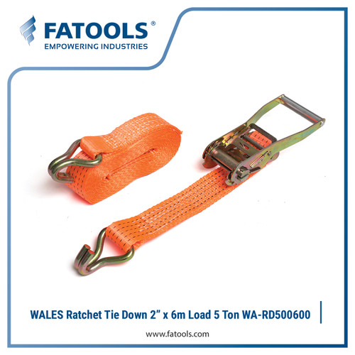 WALES Ratchet Tie Down 2" x 6m 5 Ton WA-RD500600 Tali Ikat Barang