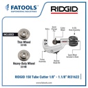 RIDGID 31622 150 Tube Cutter Constant Swing 1/8" - 1.1/8" Pemotong Tub