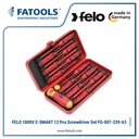 FELO FO-007-239-63 1000V E-SMART Screwdriver Set 12 Pcs Obeng Plus Min Pozidriv VDE Listrik Interchangeable Ganti Kepala Fatools
