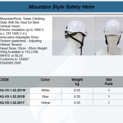 FATOOLS AG-VX-1.02.201W - GRANITE PEAK HELMET COLOR WHITE