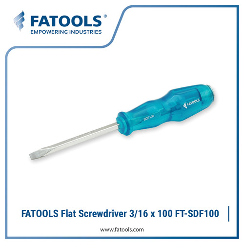 FATOOLS SDF100 Flat Screwdriver GO-THRU Tip 4mm x 100mm Obeng Minus Min Palu Ketok Square Shank Kotak