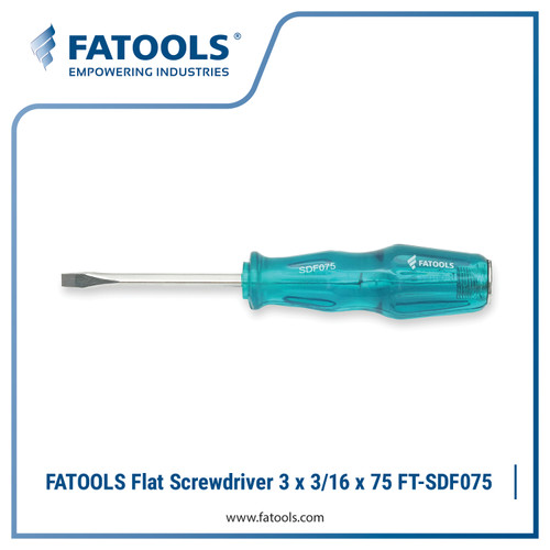 FATOOLS SDF075 Flat Screwdriver GO-THRU Tip 3mm x 75mm Obeng Min Minus Palu Ketok Square Shank