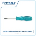 FATOOLS SDF075 Flat Screwdriver GO-THRU Tip 3mm x 75mm Obeng Min Minus Palu Ketok Square Shank