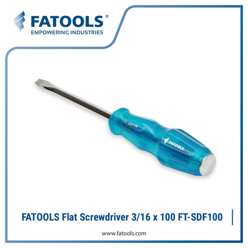FATOOLS SDF100 Flat Screwdriver GO-THRU Tip 4mm x 100mm Obeng Minus Min Palu Ketok Square Shank Kotak