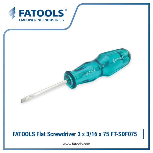 FATOOLS SDF075 Flat Screwdriver GO-THRU Tip 3mm x 75mm Obeng Min Minus Palu Ketok Square Shank