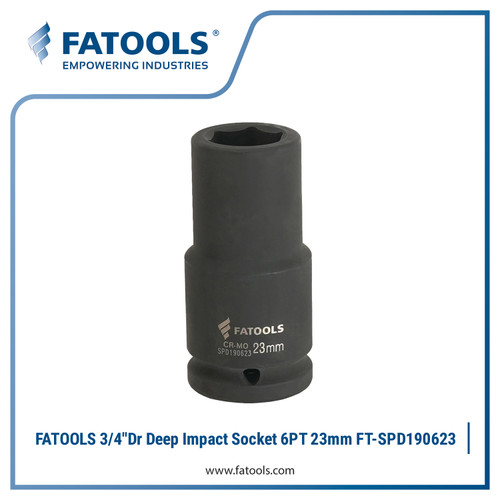 FATOOLS SPD190623 3/4" Dr Deep Impact Socket 6PT 23mm Kunci Sock Impek Angin CrMo Chrome Molybdenum Panjang