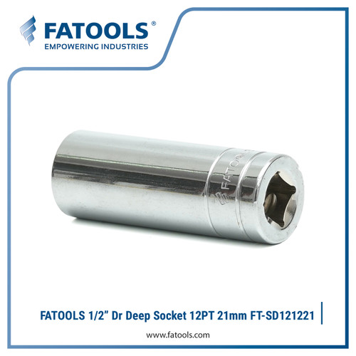 FATOOLS SD121221 1/2" Dr Deep Socket 12PT 21mm Kunci Sock Panjang Wall