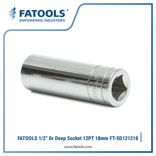 FATOOLS SD121218 1/2" Dr Deep Socket 12PT 18mm Kunci Sock Panjang Wall