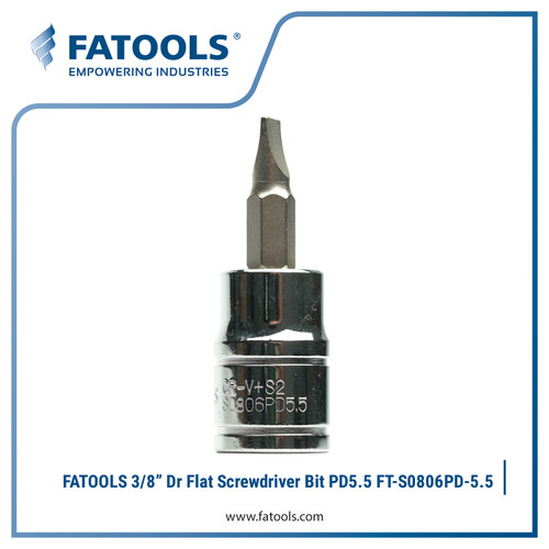 FATOOLS S0806PD-5.5 3/8" Dr Socket Flat Screwdriver Bit 1.0X5.5mm
