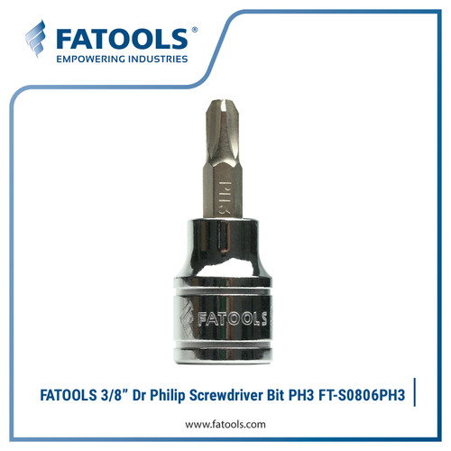 FATOOLS S0806PH3 3/8" Dr Socket Screwdriver Bit PH3 Obeng Plus Phillip
