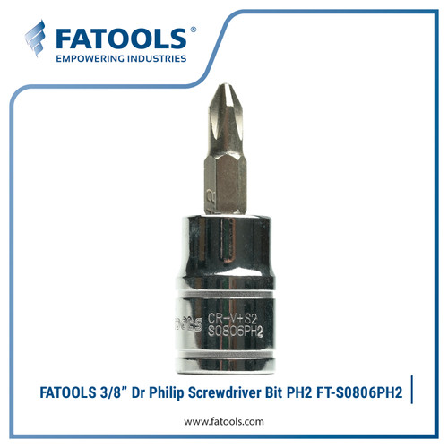 FATOOLS S0806PH2 3/8" Dr Socket Screwdriver Bit PH2 Obeng Plus Phillip