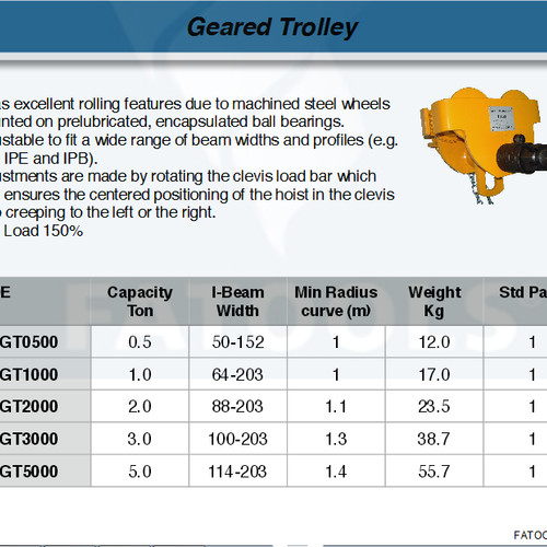 FATOOLS WA-GT01 - HAND GEARED TROLLEY GT CAP.1TX3