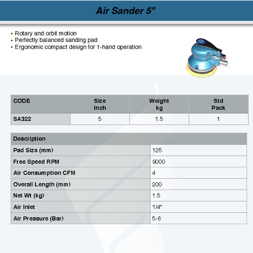 FATOOLS NP-SA322 - 5" AIR SANDER