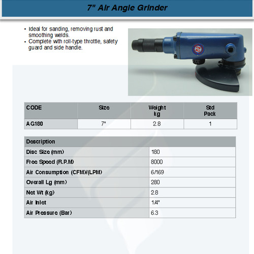 FATOOLS NP-AG180 Air Angle Grinder 7" Gerinda Angin Pneumatic