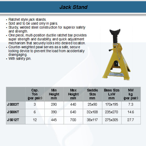 FATOOLS SH-JS012T Heavy Duty Jack Stand 12 T Ton Dongkrak