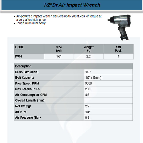 FATOOLS NP-IW14 1/2" Dr Air Impact Wrench Bor Angin Pembuka Baut