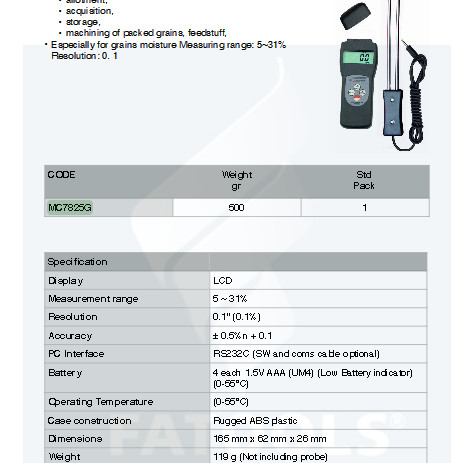 FATOOLS MT-MC7825G - GRAIN MOISTURE METER