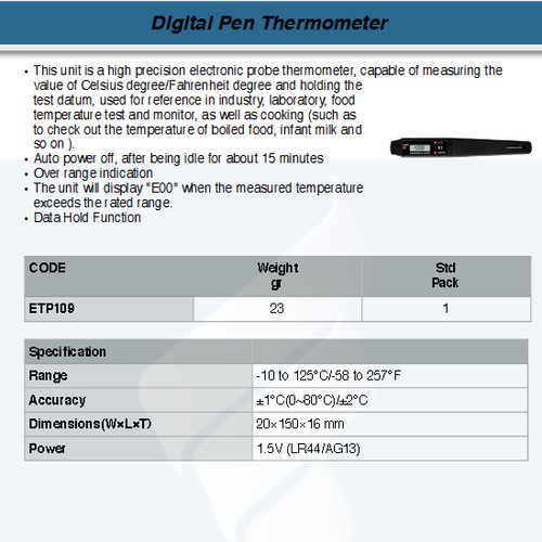 FATOOLS MT-ETP109 - DIGITAL PEN THERMOMETER SIZE -50-125C