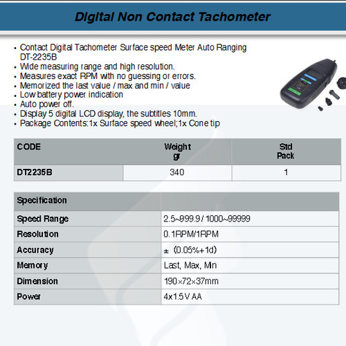 FATOOLS MT-DT2235B - DIGITAL CONTACT TACHOMETER