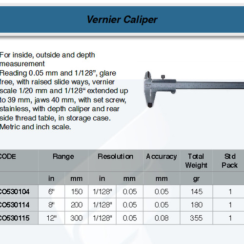 FATOOLS CO-530104 - VERNIER CALIPER SIZE 6"
