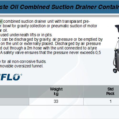 FATOOLS AF-OD44090 - WASTE OIL SUCTION SIZE 90 LTR