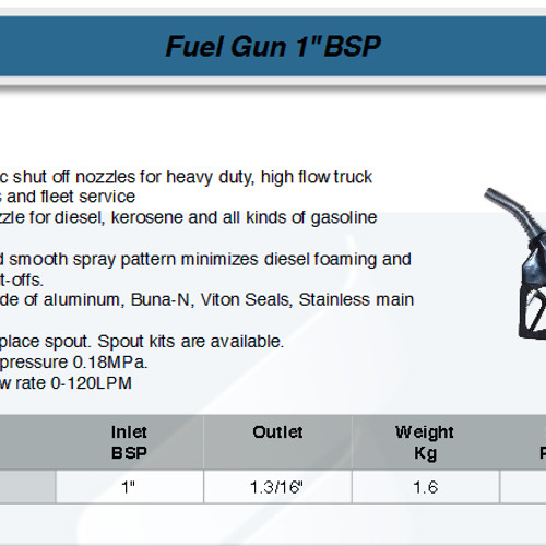 FATOOLS AL-120L - HI-FLOW FUEL GUN 1" OUTLET 15/16
