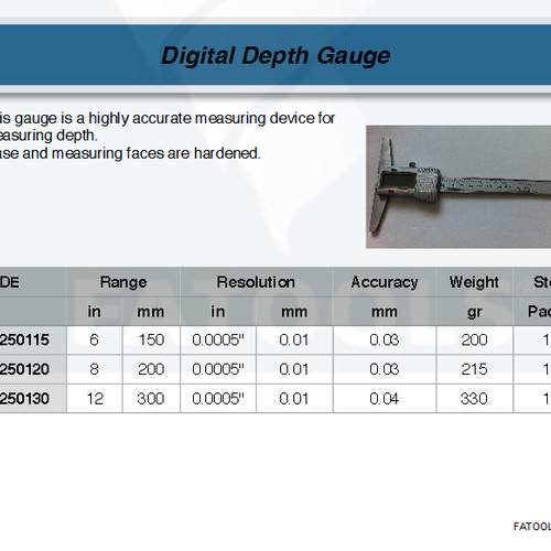 FATOOLS CO-250115 - DIGITAL DEPTH GAUGE SIZE 6"