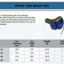 FATOOLS 10003-36 - BRITISH TYPE BENCH VISE WIDTH 6" OPEN 8"