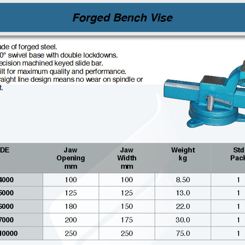 FATOOLS VF10000 - FORGED BENCH VISE WIDTH 10" OPEN 10"