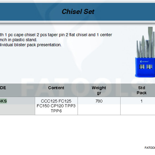 FATOOLS 266KS - PUNCH AND CHISEL SET ISI 6 PCS