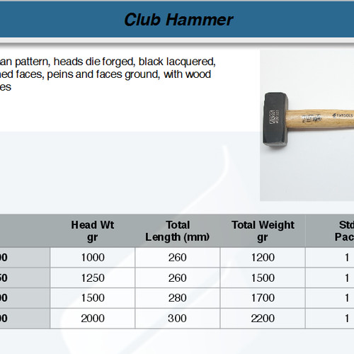 FATOOLS CH1000 - CLUB HAMMER WT 1 KG