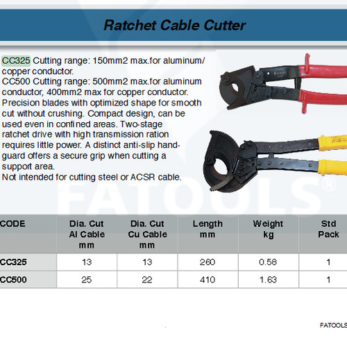 FATOOLS CC500 - RATCHET CABLE CUTTER SIZE 12MM