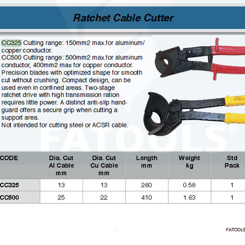 FATOOLS CC325 - RATCHET CABLE CUTTER SIZE 10MM