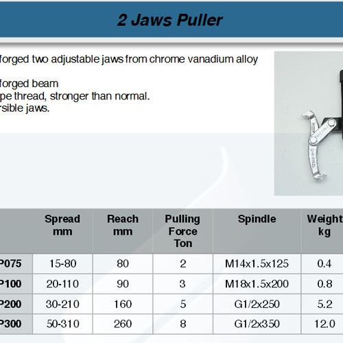 FATOOLS B2JGP200 - REVERSIBLE 2 JAW PULLER SIZE 8"