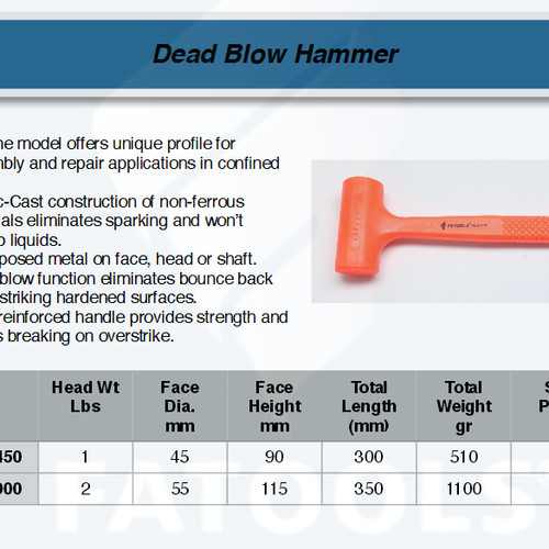 FATOOLS FT-HDB0450 Dead Blow Hammer 1 LBS d. 40mm Palu Karet