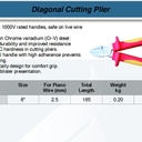 FATOOOLS PD06-I 1000V Diagonal Cutting Plier 6" Insulated Tang Listrik