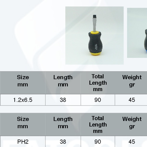 FATOOLS SSFT038 - S2 FLAT STUBBY SCREWDRIVER TIP 1.2X6.5X38