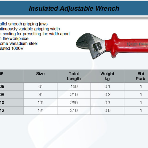 FATOOLS AWI12 - 1000V ADJUSTABLE WRENCH SIZE 12"