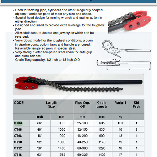 FATOOLS CT16 - CHAIN TONG SIZE 63"