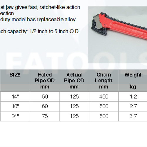 FATOOLS CPW24 - CHAIN WRENCH SIZE 24" CAP.3"