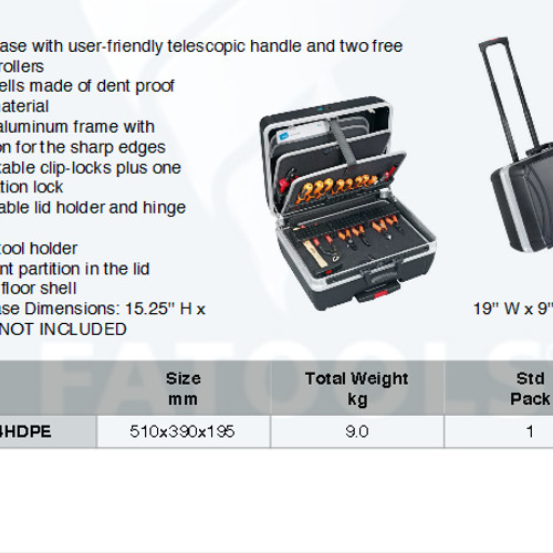 FATOOLS TC115.04HDPE - EMPTY TOOL CASE SIZE 510X390X195