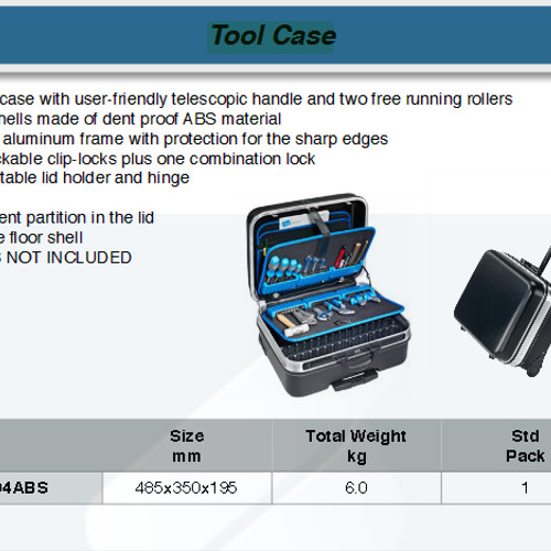 FATOOLS TC114.04ABS - EMPTY TOOL CASE SIZE 485X350X195