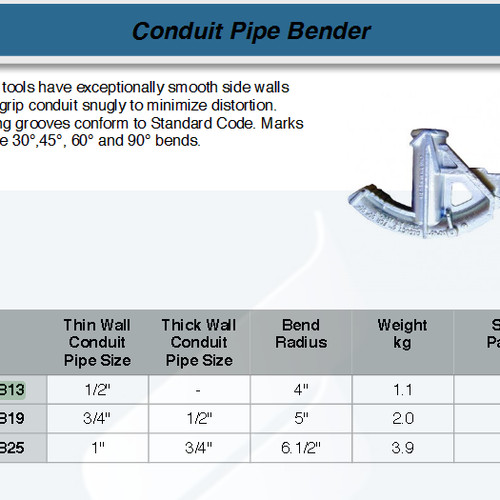 FATOOLS RY-CPB13 - CONDUIT BENDER SIZE 1/2"