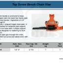 FATOOLS BC610 - TOP SCREW BENCH CHAIN VISE SIZE 1/4-6"