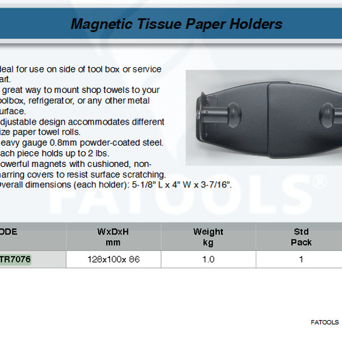 FATOOLS MTR7076 - MAGNETIC TISSUE ROLL HOLDER SIZE 128X100X86
