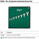 Kunci Pas Ratcheting Kombinasi Set 08008 Sata Tools 8Pc. Full Polish Combination Ratcheting Wrench Set